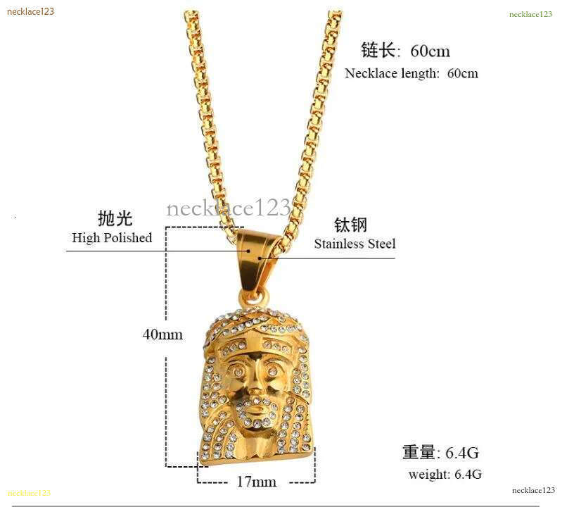 Pendant Necklaces Mens Hip Hop Necklace Jewelry Iced Out Jesus Piece With 60Cm Gold Cuban Chain Drop Delivery Pendants Dhgarden Oio