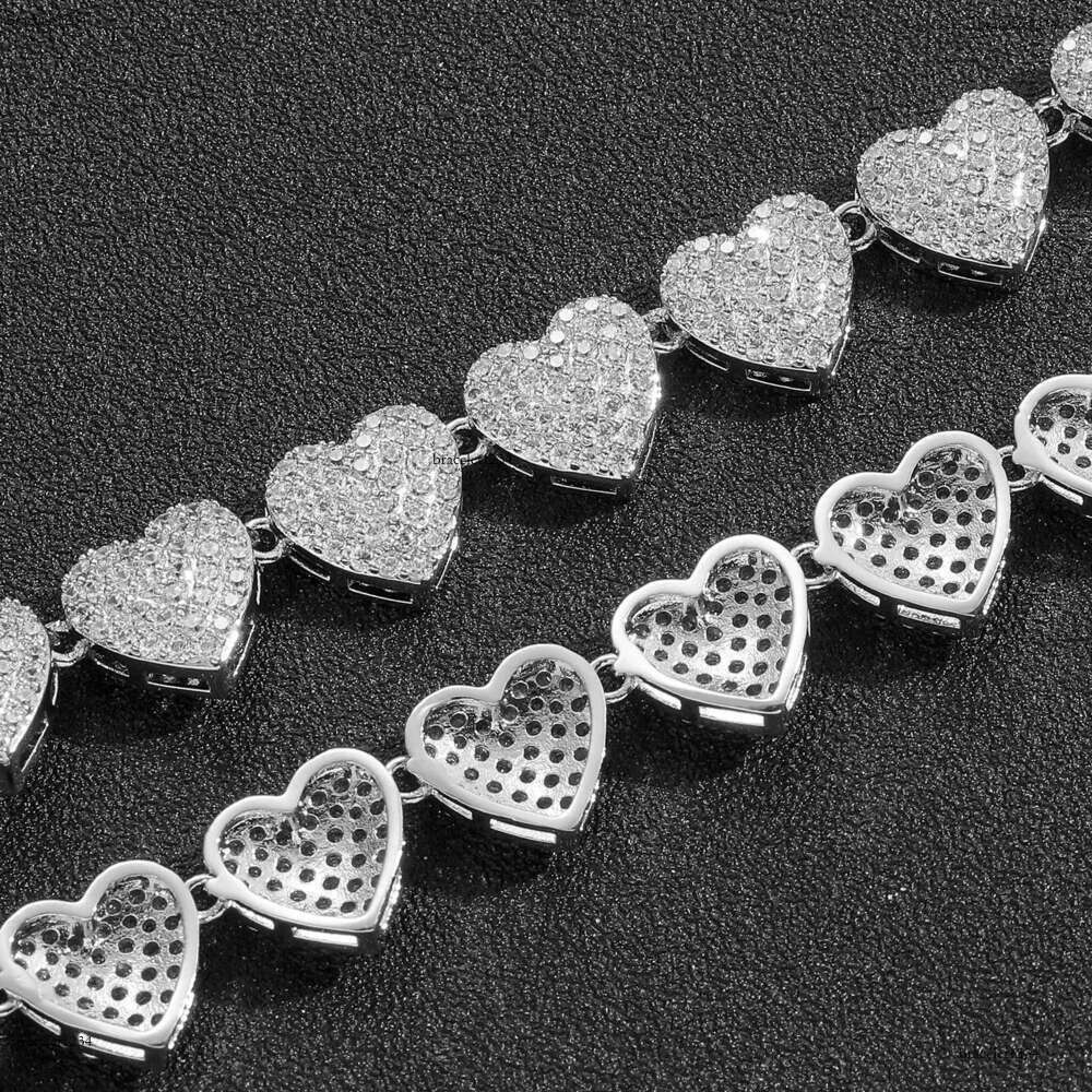 Fashion Designer 10mm Love Necklace Cordate Cuban k Micro Set Zircon Personalized Trendy Heart Shaped Collar Chain Hip Hop Jewelry for Men Women Free 