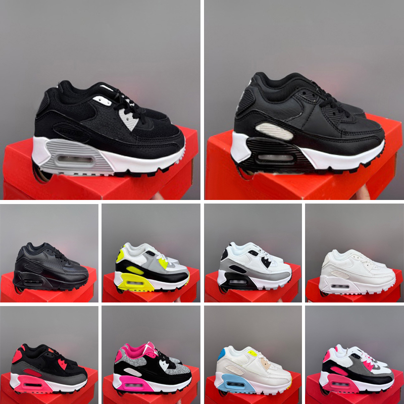 Top 90S Brand designer Kids Shoes Baby White Black Fluorescent green Toddler Classic Children Boy and Gril Sport Sneakers Outdoor Sports 28-35
