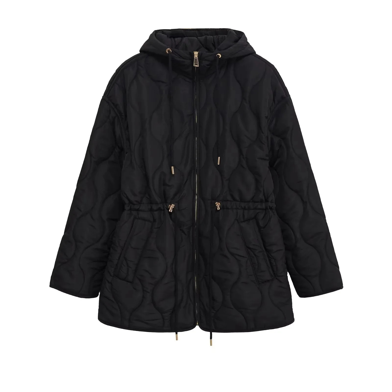 Fashionable Hooded Quilted Cotton Jacket WaistCinching Warm Street Style Coat for Women Autumn Winter Arrival 251110