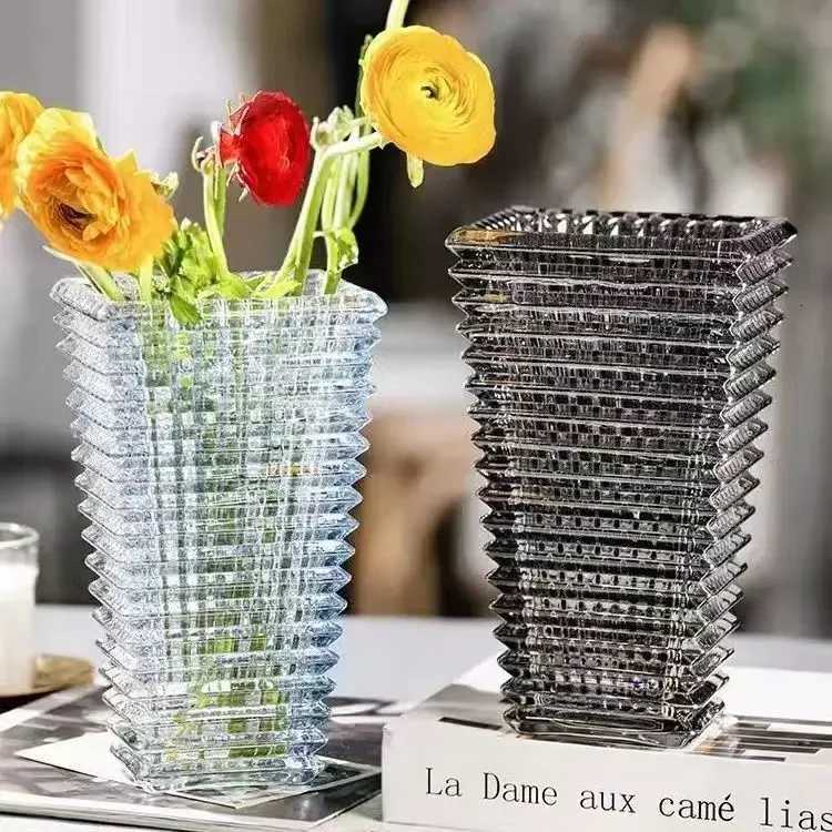 Light and Luxurious Crystal Glass Vases Transparent Decorative Decorations Flower Arrangement Water Culture and Flowers C251124