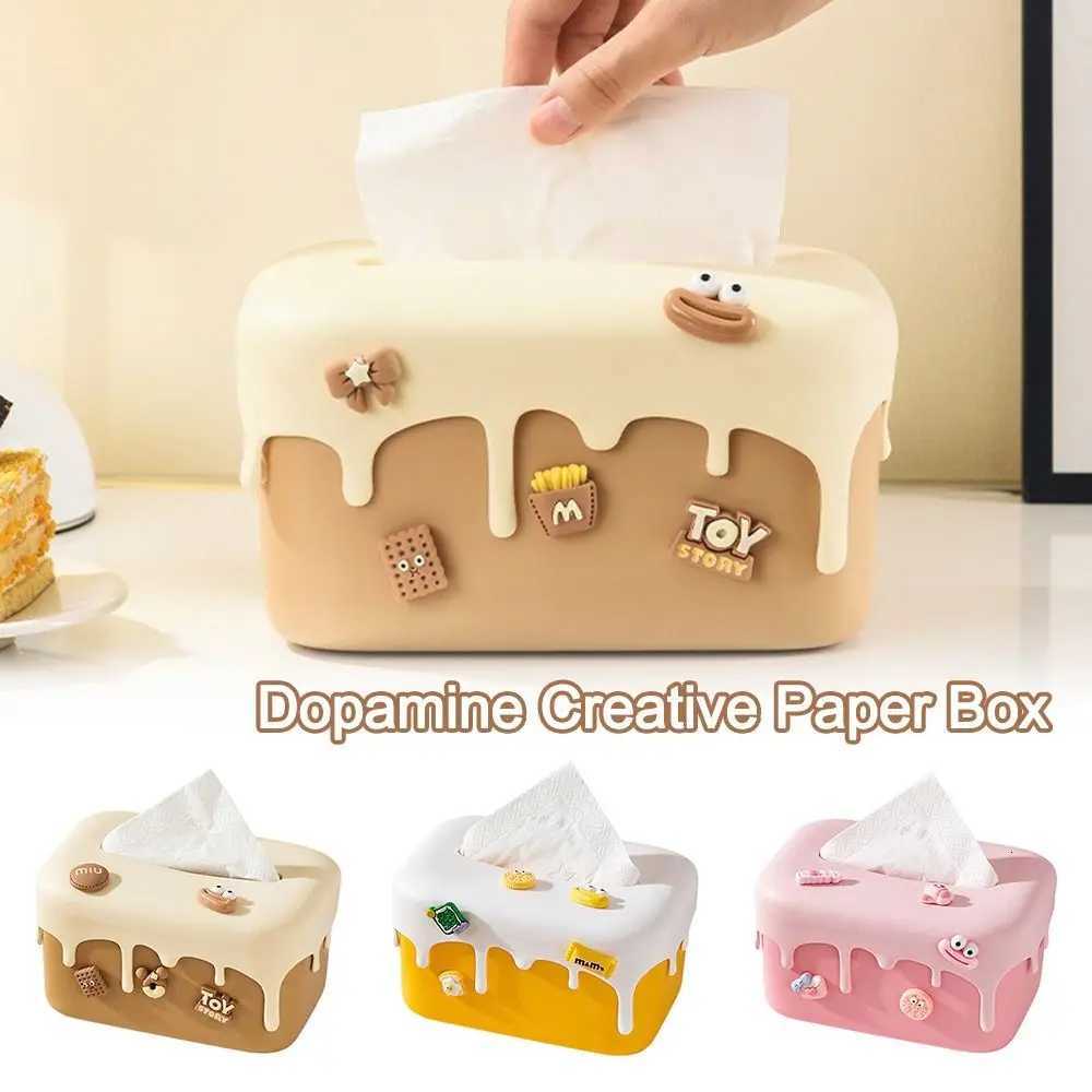 Cute Cream Tissue Box Table Tissue Storage Box Living Room Bathroom Available Spring Lift Paper boxM251124