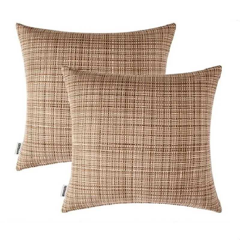 1/2PCS 45x45cm Outdoor Waterproof Throw Pillow Covers Farmhouse Water Resistant Cushion Covers for Tent Patio Garden Couch Khaki G251124