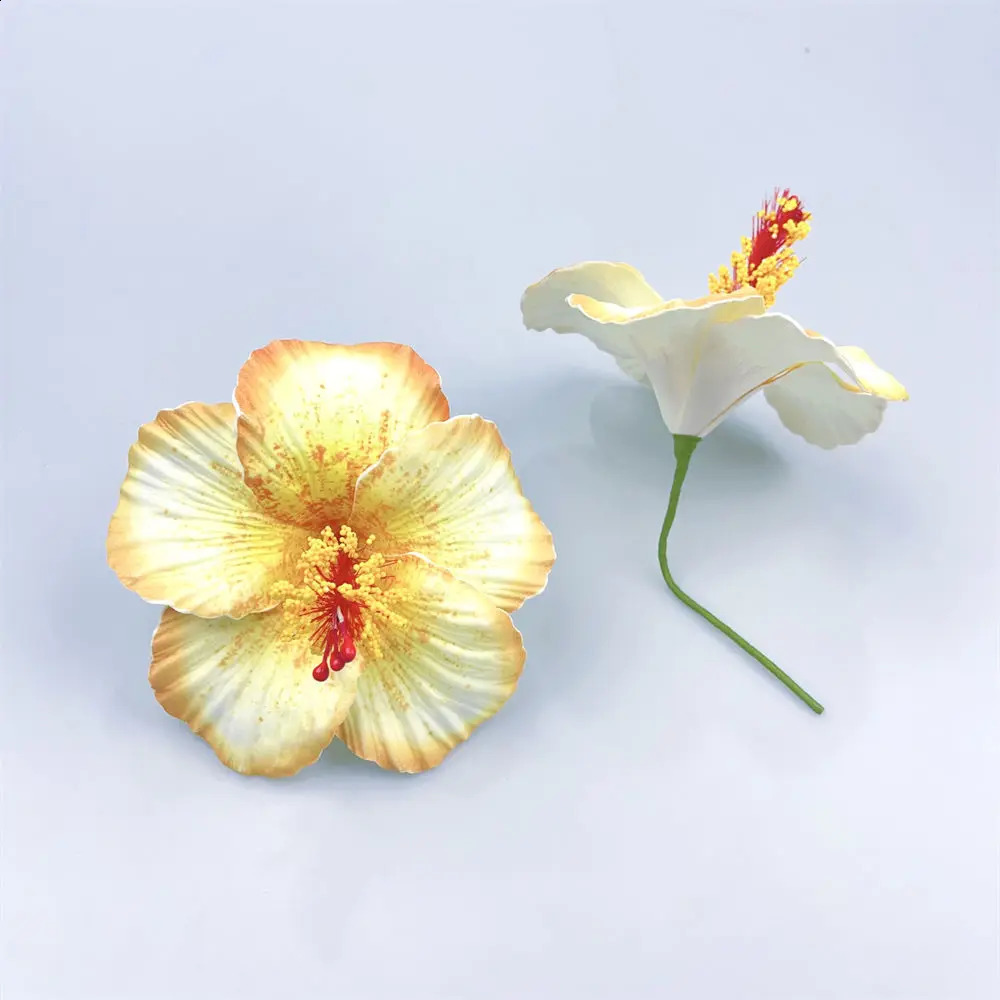 10Pcs Mixed Colors Hawaii Hibiscus Flower Hairpick Real Touch Hula Dancer Ear Pick Fashion Luau Party Tropical Hair Accessories 250420