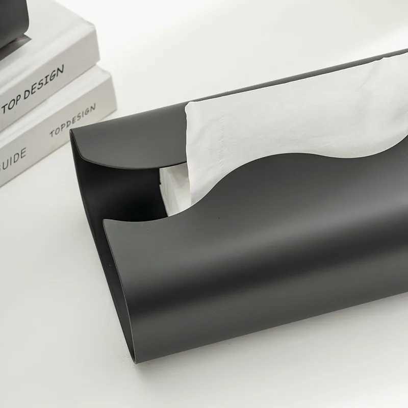 Nordic Home Kitchen Organization Stainless Steel Black Tissue Box Tissue Dispenser Tissue Paper Box Luxury Napkin HolderM251124