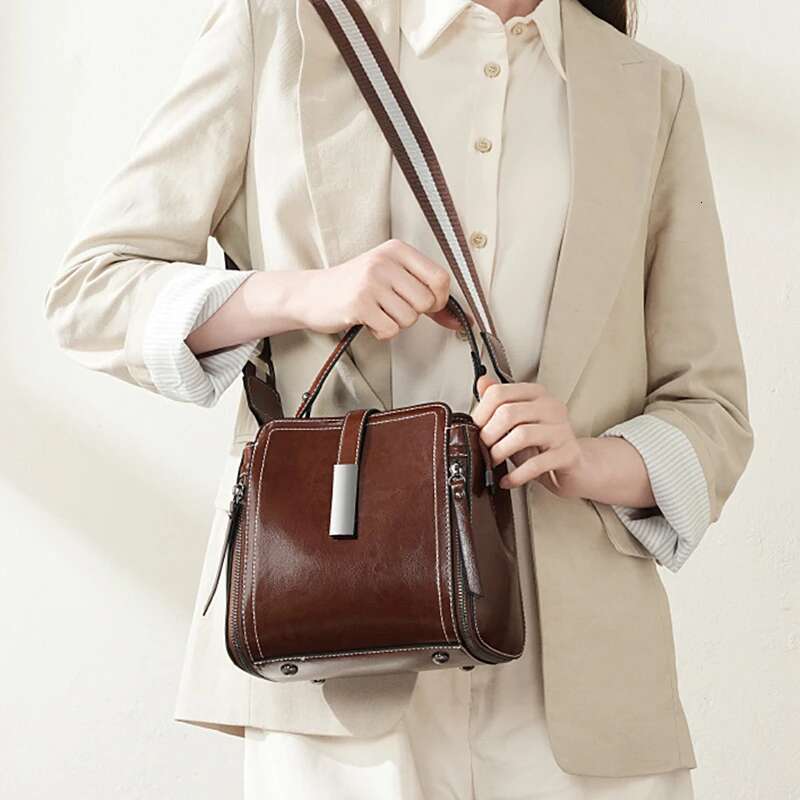 Designer Bag 2025 Burminsa Vintage Genuine Leather Bucket Small Shoulder Crossbody Bags For Women 2025 Designer Top Handle Ladies Handbags Luxury Bag