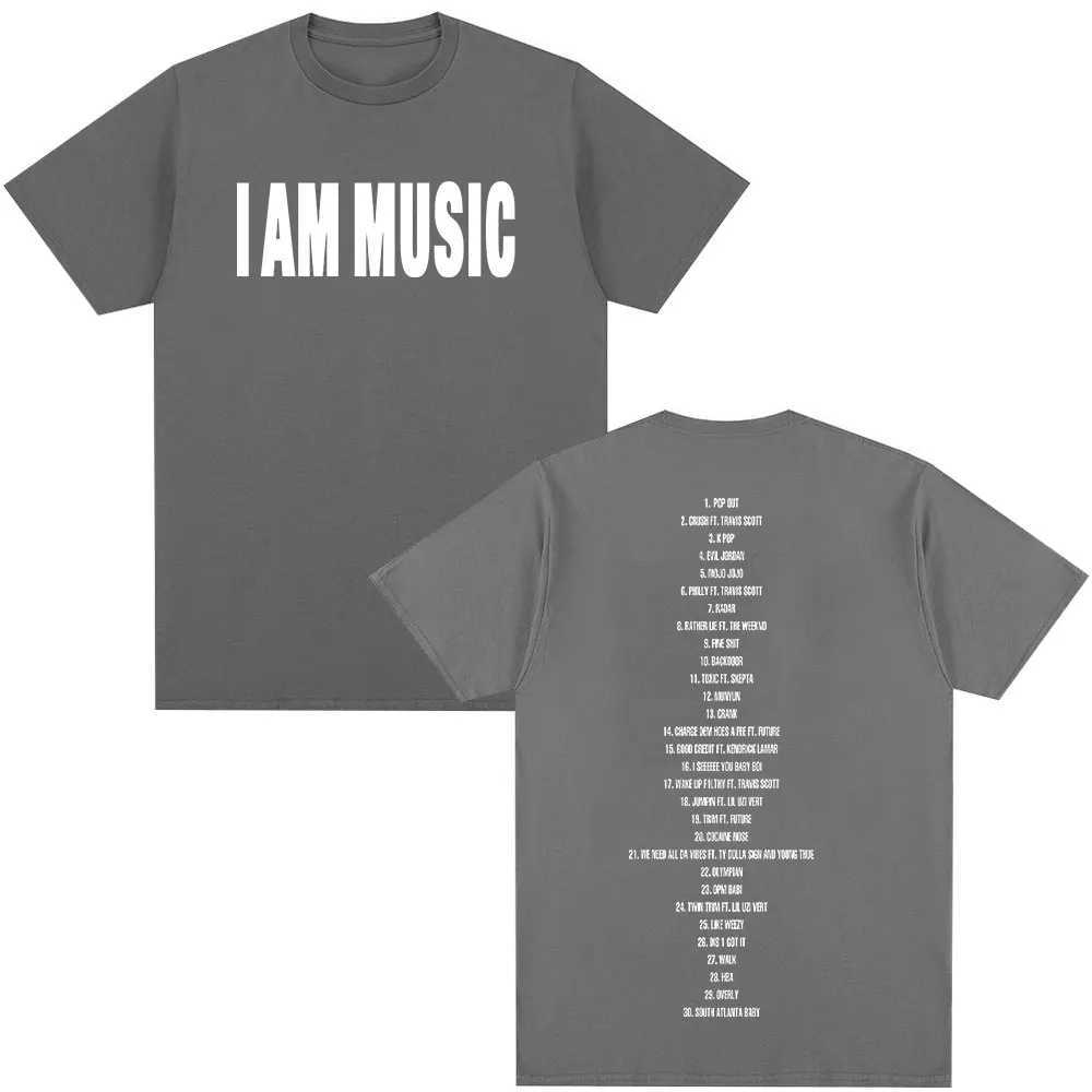 Playboi Carti I AM MUSIC new album 2025 T-shirt mens retro fashion short Sve T-shirt cotton casual oversized T-shirt top w250424