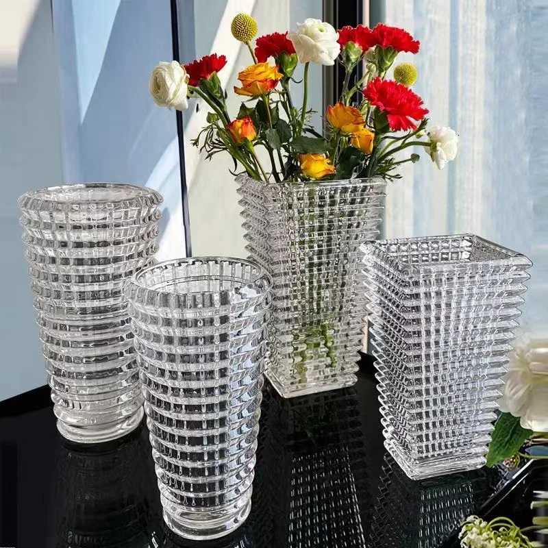 Light and Luxurious Crystal Glass Vases Transparent Decorative Decorations Flower Arrangement Water Culture and Flowers C251124