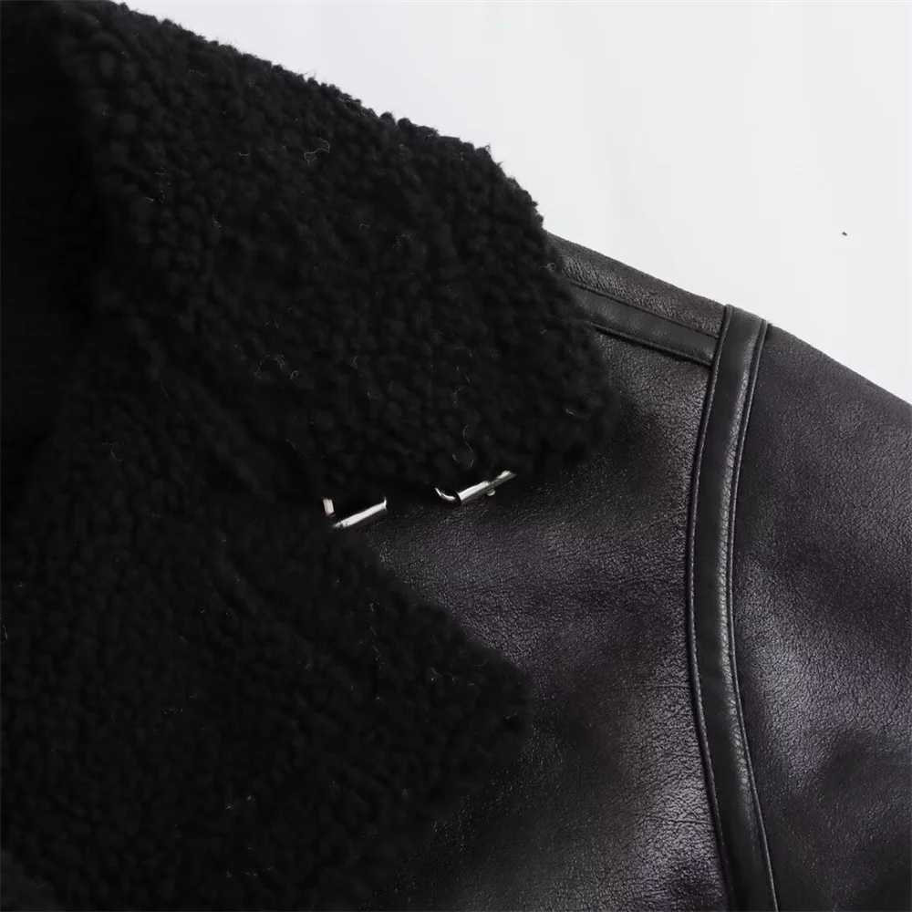 Autumn New Womens European and American Style Loose Fashion with Belt Double sided Collar Jacket Coat J251124