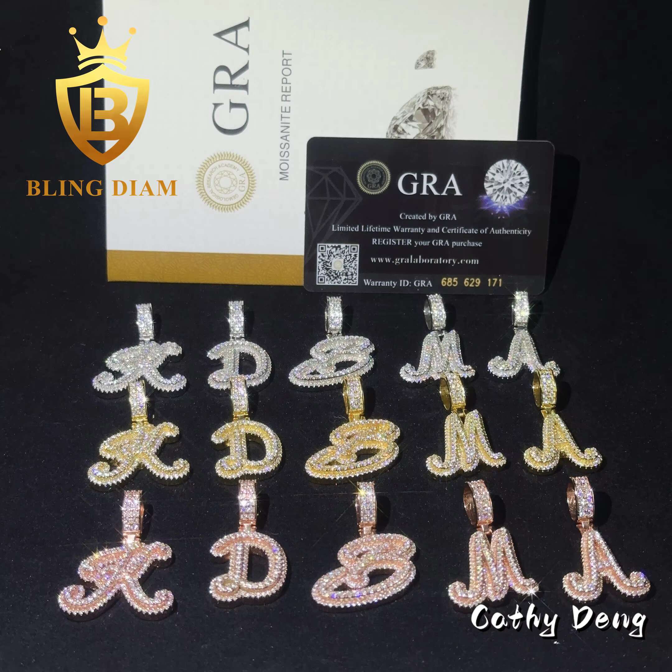Wholesale Price Hip Hop Jewelry Moissanite Diamond Letter Splicing Pendant 925 Silver Charm Pendant Pass Diamond Tester