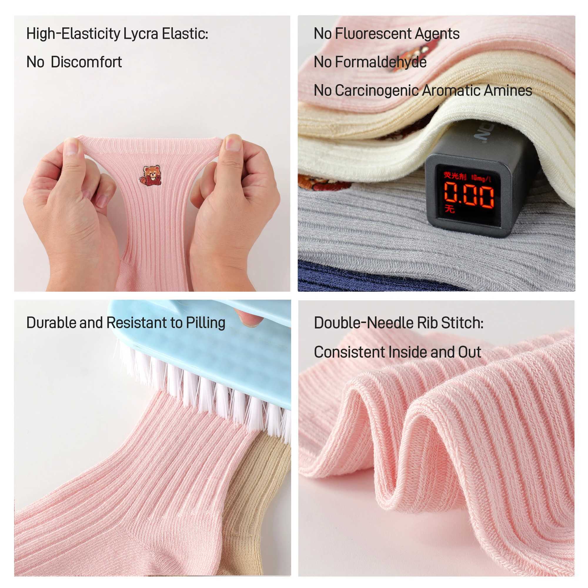 Kids Seamless Toe Socks Spring Autumn 10A Antibacterial Raccoon Pattern Striped Breathable Baby Mid-Calf Socks Toddler Soft Comf G251124