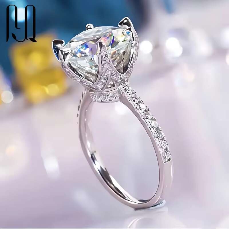 PYQ 5pc Wedding Ring Set 925 Silver Engagement Bands with Crown Moissanite GRA Nickel-Free Luxury Wedding Accessories