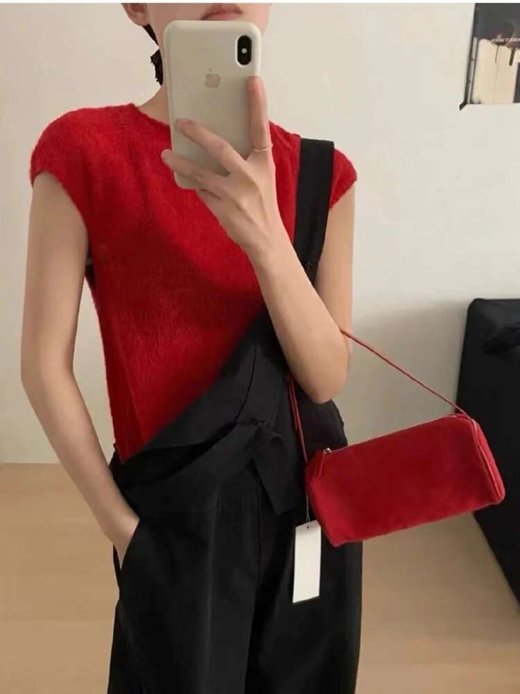 Exquisite Live Wine Red Small Pillow Matte Suede Leather Women Crossbody Round Shape Chamois Female Shoulder Bag Bags Designer Women Bag