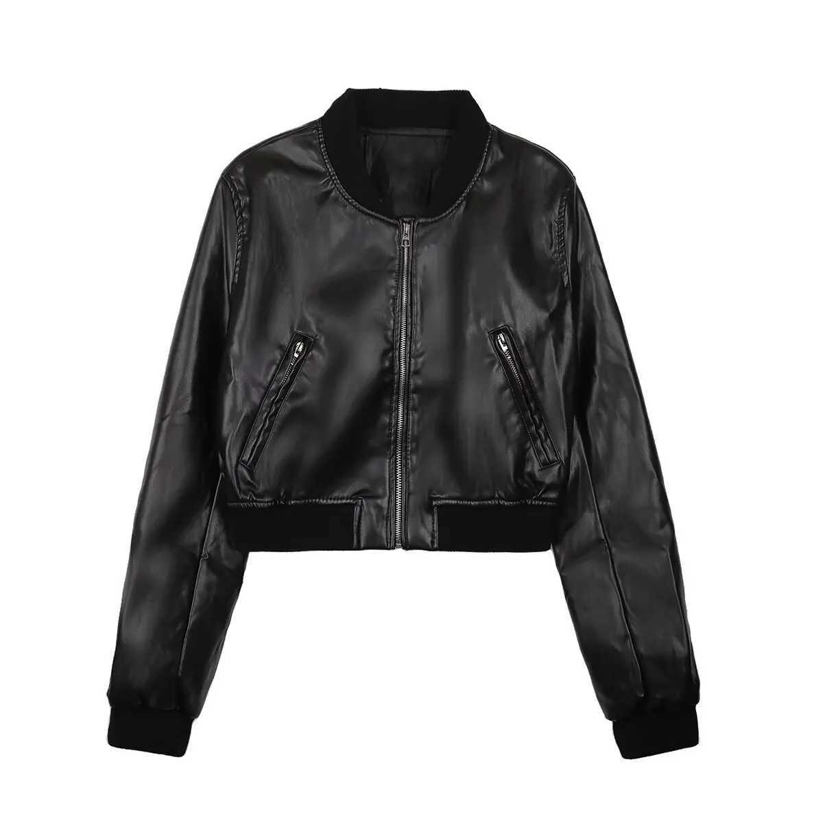 womens jacket retro motorcycle style long sleeved zipper style short style summer style new jacket J251124
