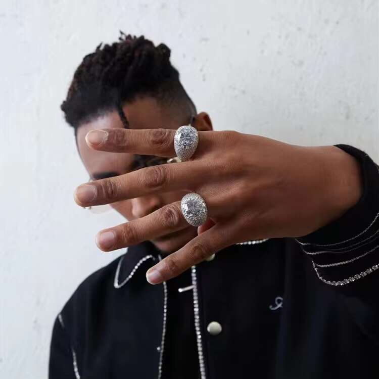 Hot Sale Rapper Ring 18K Gold Plated 925 Sterling Silver Larger Size Diamond VVS Moissanite Ring for Hip Hop Jewelry