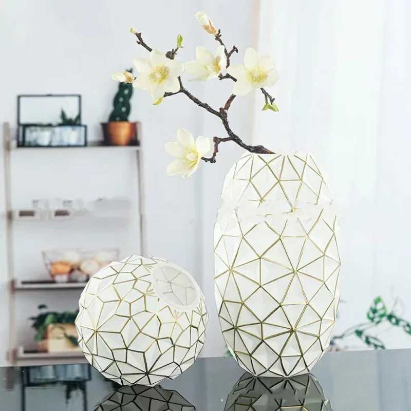 Light Luxury Nordic Glass Vase Living Room Decoration Flowers Arrangement Creative Flower Vase Home Decoration Accessories C251124