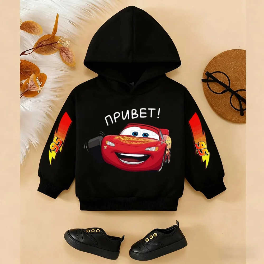 Disney 2025 Spring and Autumn Childrens Girls and boys Hoodie Classic Car Lightning McQueen Unisex Cartoon Pullover Sweatshirt H251124