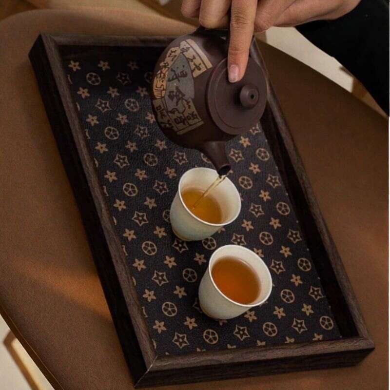 Walnut Color Leather Classic Floral Light Jewelry Bracelet Storage Living Dining Room Household Tray ddmythur