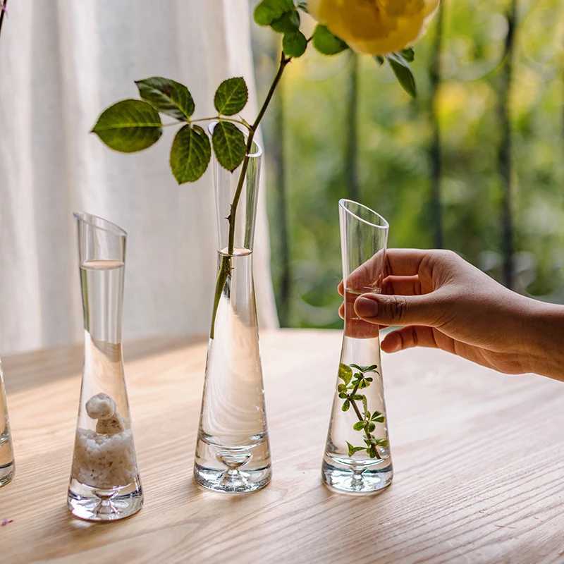Transparent Glass Flower Vase Small Vase Hydroponics Plant Flower Terrarium Luxury Room Table Home Decor Wedding Decoration C251124