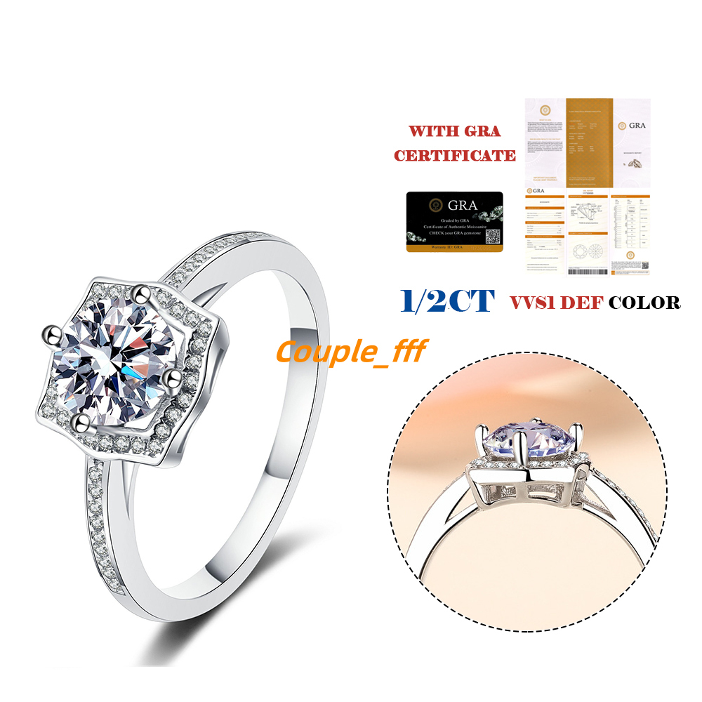 S925 Sterling Silver Square 1CT Moissanite Rings Exquisite Shiny Full Diamond Wedding Rings Gifts for Women