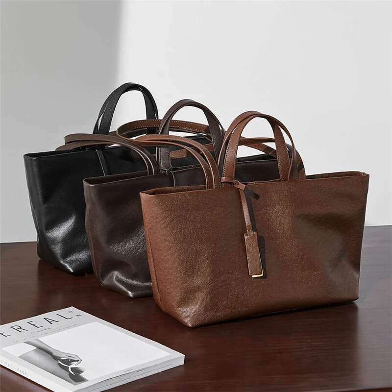 Designer Bag 2025 Burminsa Cowhide Genuine Leather Tote Shoulder Bags For Women 2025 Designer Large Capacity Commuter Work Ladies Handbags Luxury Bag