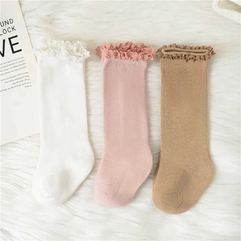 Winter Autumn Baby Girls Ruffle Socks Knee High Lace Long Sock Kids Soft Cotton Toddlers Children Princess Socks For 0-5 Years G251124