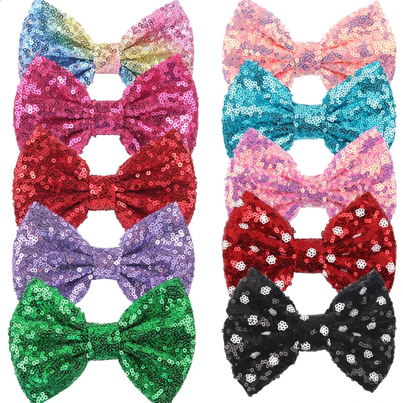 12Pcs/Lot 5 Glitter Big Barrettes Sequins Hair Bow Without/With Clips Chic Messy DIY Hair Accessories For Mouse Ears Headband 250417