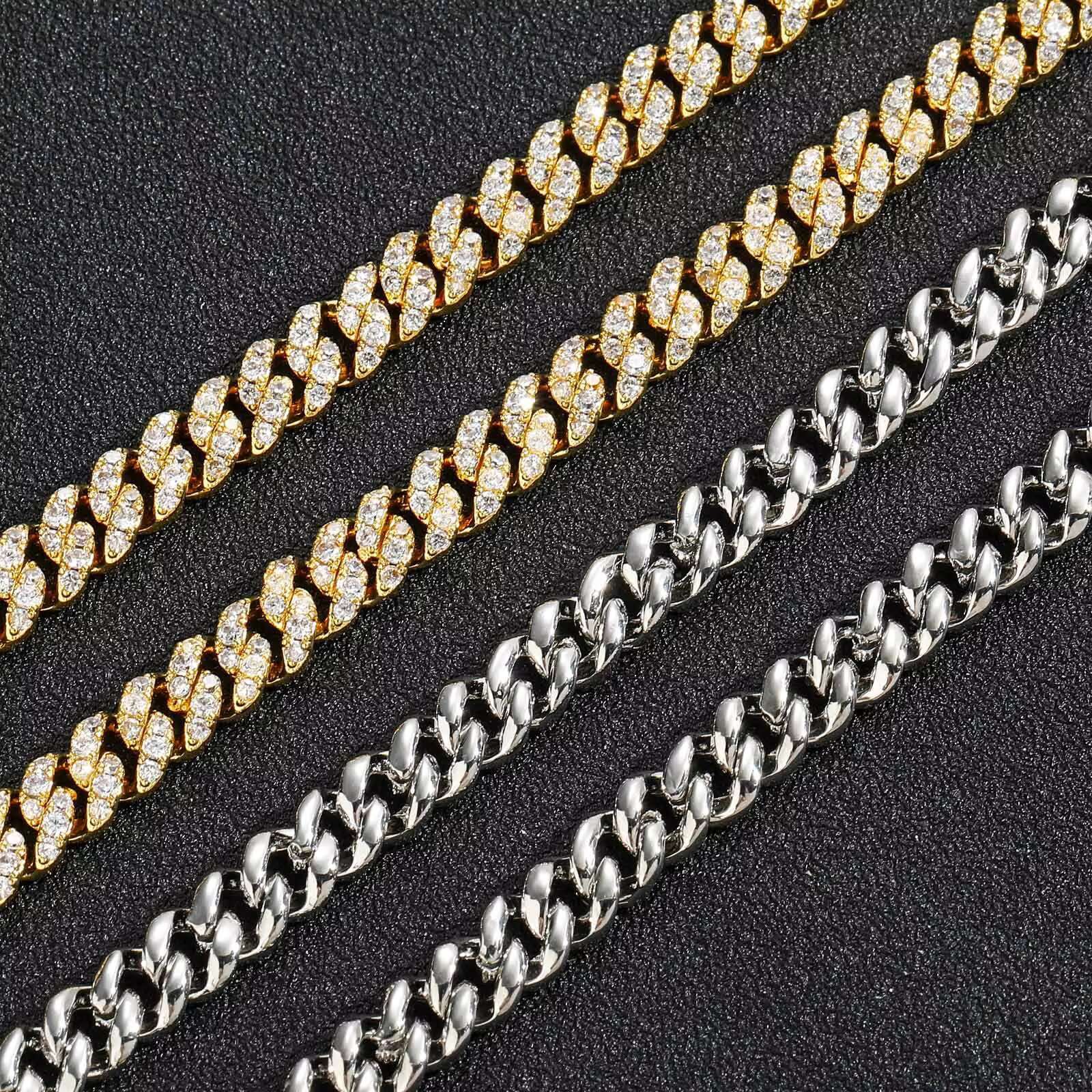 BES 6MM Hip Hop Bracelet Cuban Chain Spring Buckle Single Row Zircon Cuban Bracelet for Men Jewelry