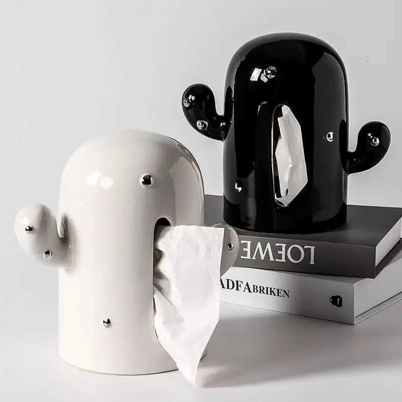 Ceramic Living Room Simple Tissue Box High-End Feeling Cactus Desktop Paper BoxM251124