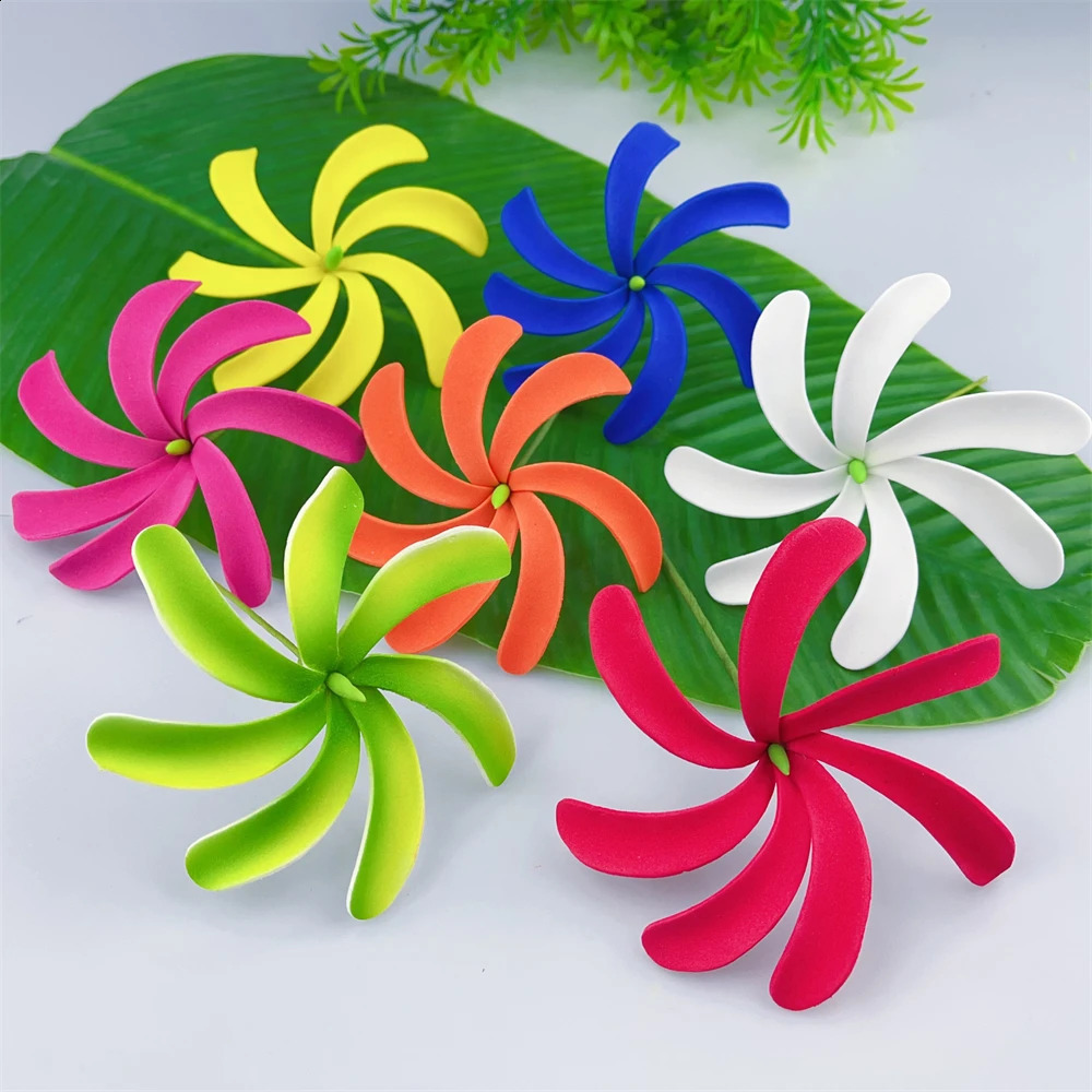 7Pcs Mixed Colors Tiare Tahitian Gardenia Flower Hairpick Real Touch Polynesia Fashion EVA Foam Hula Dancer Hair Accessories 250420