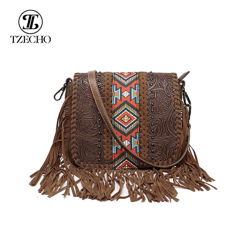 Bohemian ethnic chic Su crossbody shoulder PU leather phone women's bag