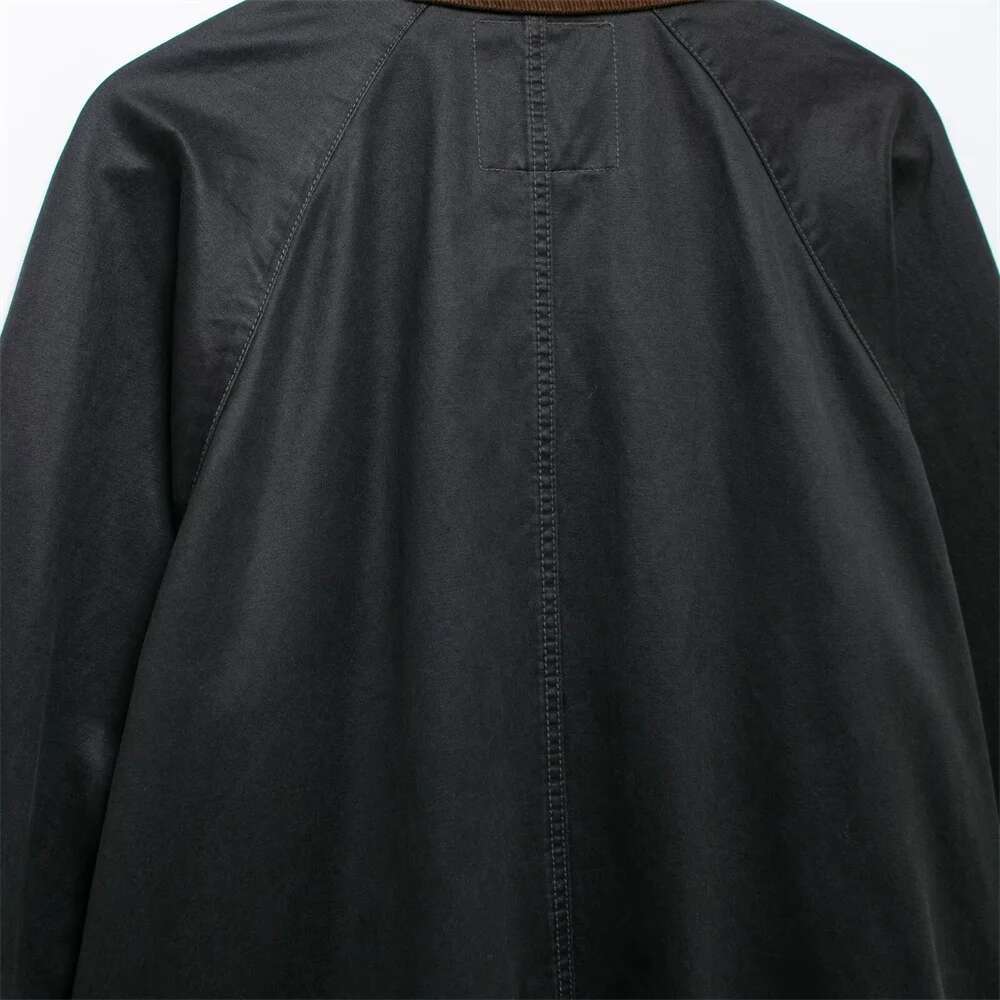 Designer Clothes Pb&Za Autumn/Winter New Product Fashion Casual Women's Corduroy Collar Coat Loose Single Breasted Top