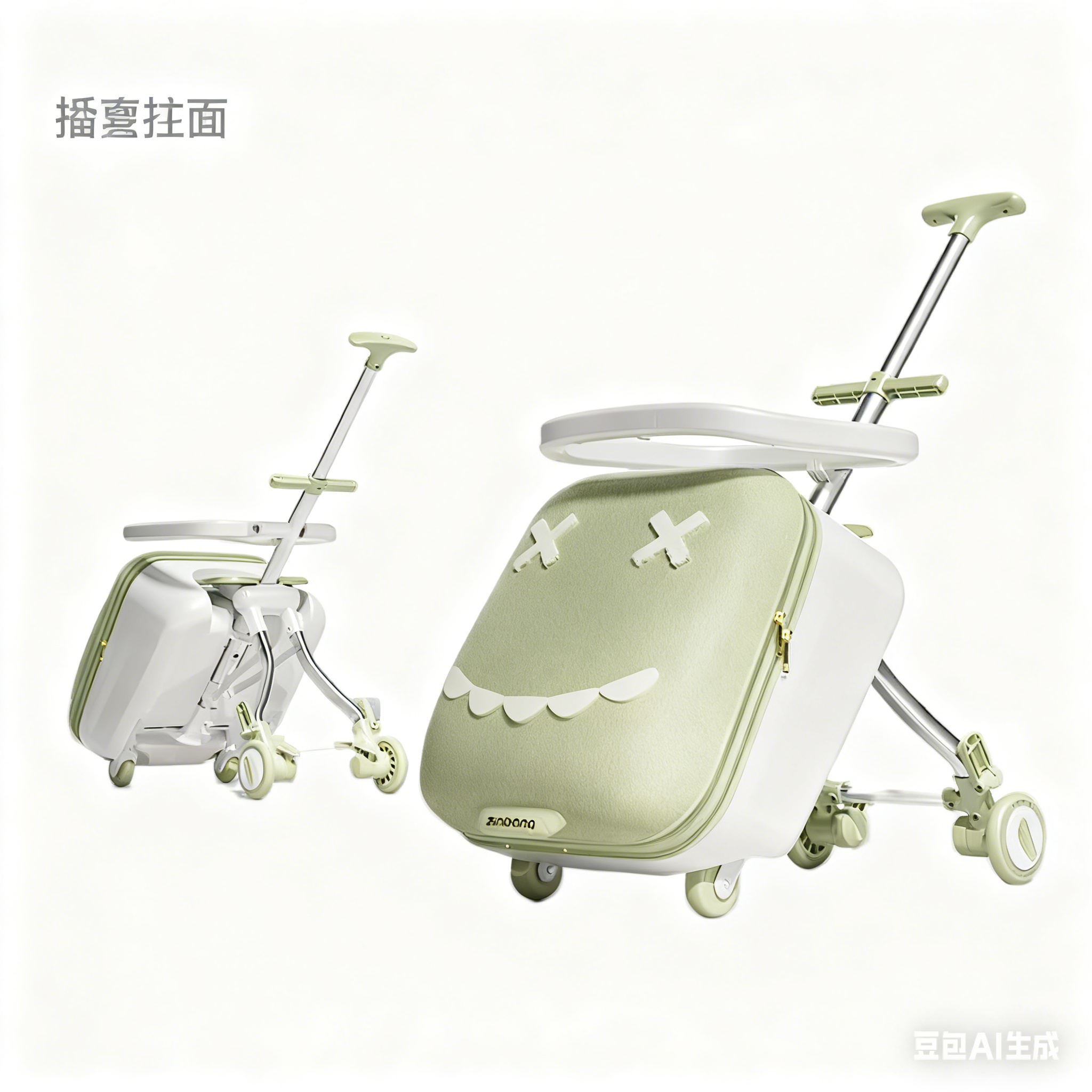 A designer's luxurious hand-held children's cycling suitcase. A cute children's suitcase