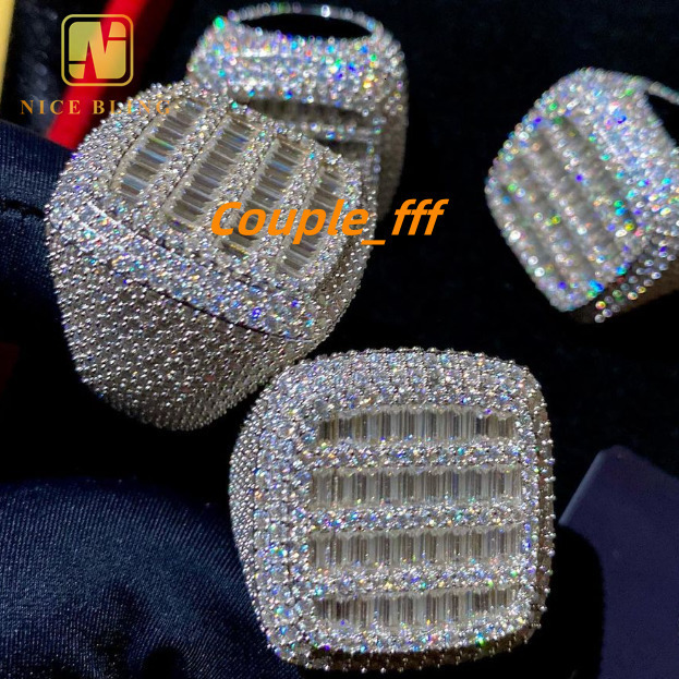 Fashion Ring Baguette Hip Hop Style Iced Out VVS Moissanite Jewelry Custom 925 Sterling Silver Diamond Rings Men Women