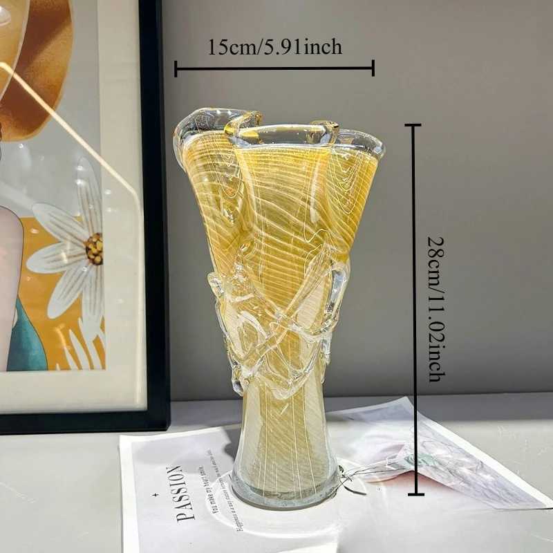Modern Home Decoration High-end Luxury Handmade Glazed Vase Living Room Decorative Glass Vase Ornament C251124