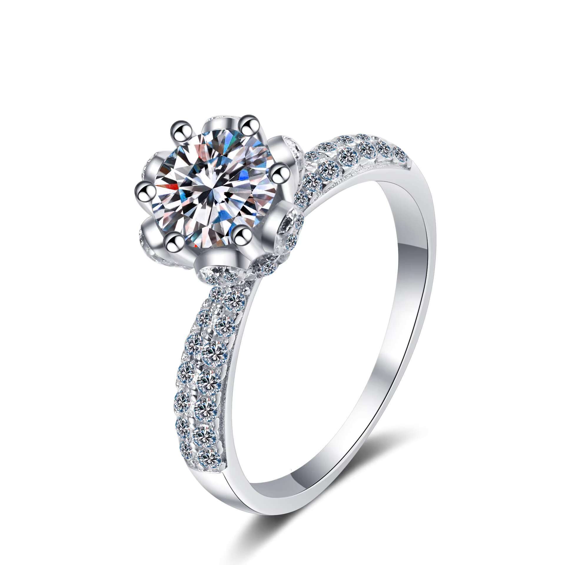 PYQ Luxury 925 Sterling Silver Womens Bridal Wedding Ring 1ct Moissanite Elegant Wedding Band