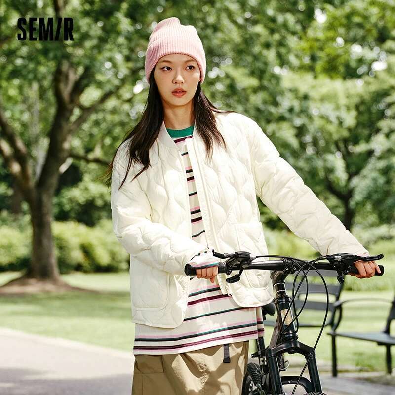 Designer Clothes Semir Down Jacket Women Solid Color Three-Proof Loose Casual Style New Winter Lazy Baseball Collar Lightweight Coat