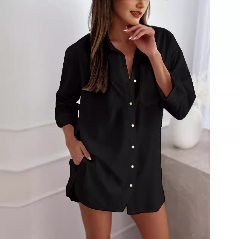 2024 autumn fashion loose long sleeved V-neck printed womens shirt for women