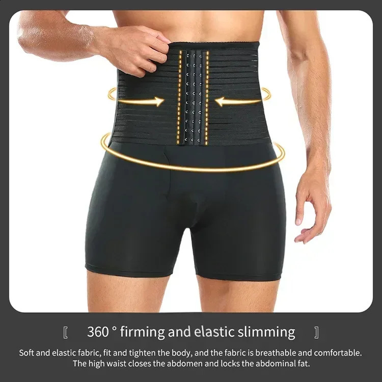 High Waisted tummy control body shaper Pants for Men Waist Trainer Corset Padded Panties Slimmer Thigh Breathable Underwear 250424