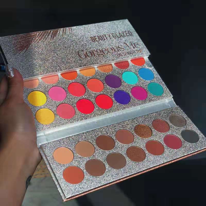 Authentic beauty glazed 63 color double door student stage makeup color eye shadow plate pearlescent matte