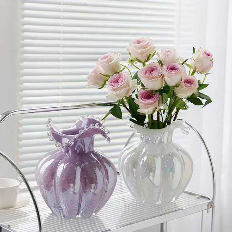 Modern Simple Glass Vase Creative Living Room Decor Light Luxury Furniture Handmade Vases Dining Room Table Vase Size 18x24cm C251124