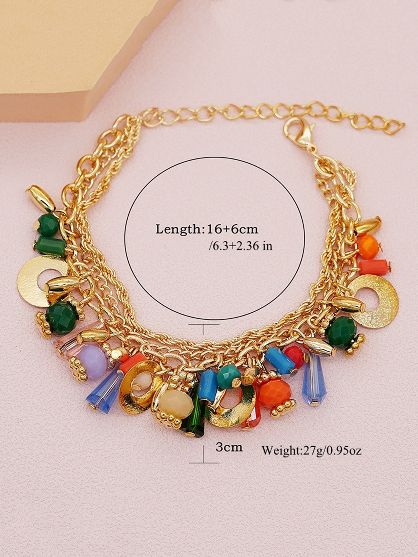 fashionable Bohemian glass crystal mixed color multi-layer beaded chain bracelet women Bohemian beach style bracelet