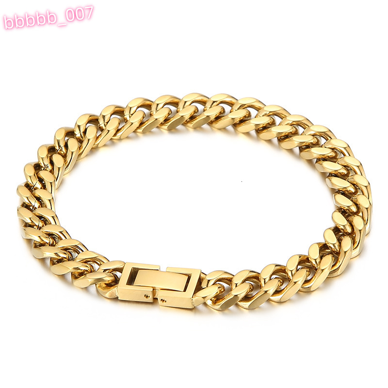 KALEN 20cm Fashion Mens Gold Silver Plated Stainless Steel Cuban Link Bracelet