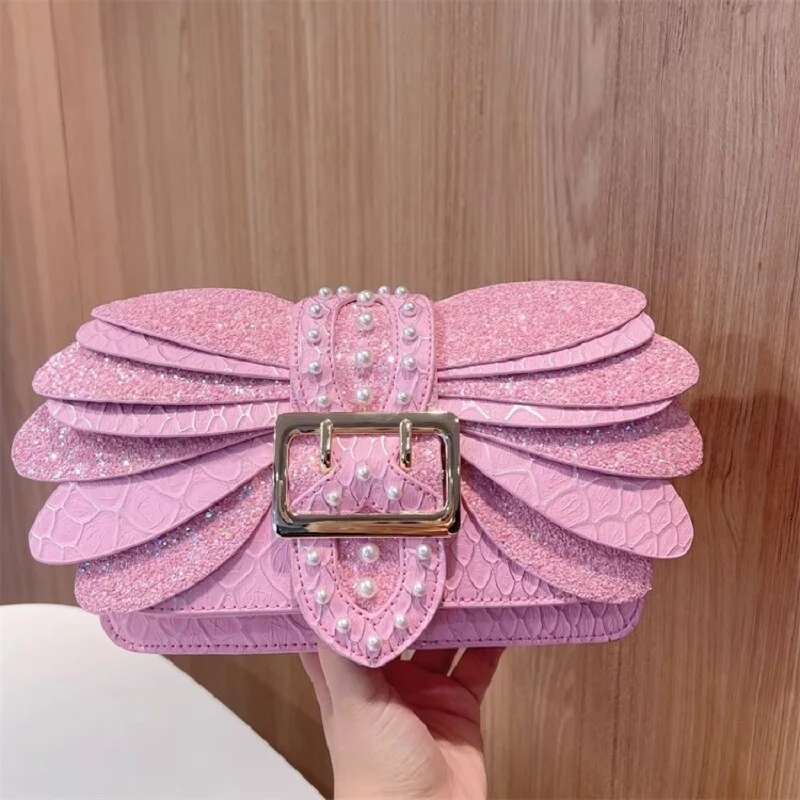 Designer Bag 2025 High Quality Fashion Pearl Beaded Square Glitter Shiny Sequins Women's Handbag Shoulder Messenger Lady Purse Casual Bag Luxury 