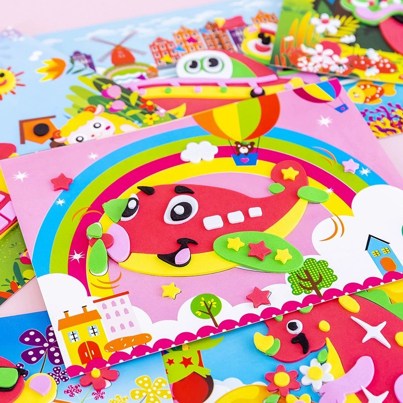 20 Pcs Wholesale 3D EVA Foam Stickers Puzzle Game DIY Cartoon Animal Learning Education Toys Toddler Kids Art Craft Kits Children Gifts