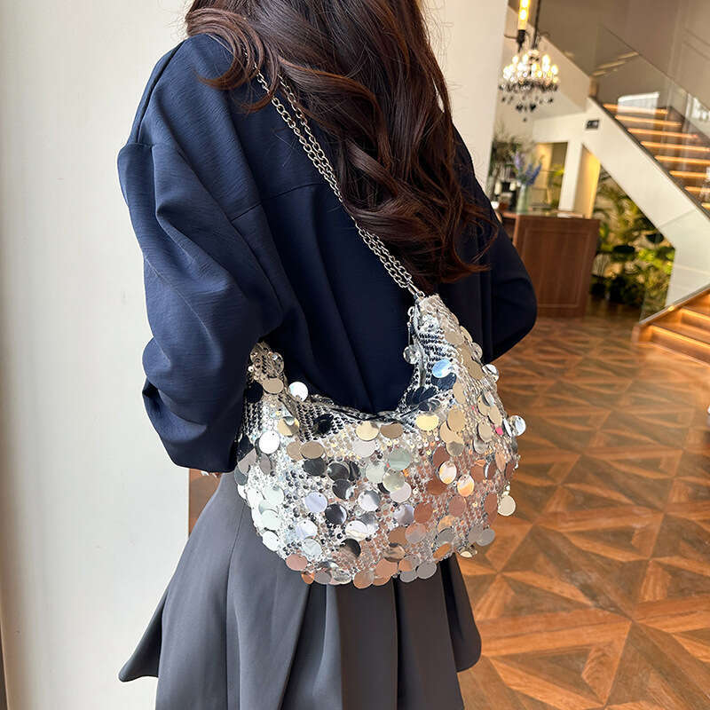 Tote Small Fashionable Sequins, Armpit Saddle Bag, Stylish Single Shoulder Crossbody Handbag, Women's Bag Style