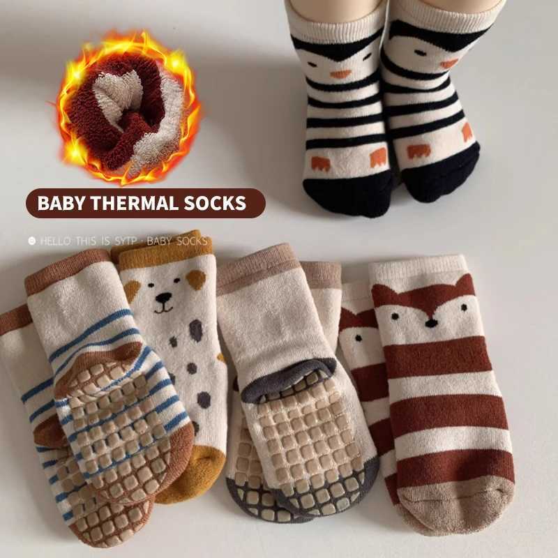 5 Pairs Baby Ankle Socks Cute Animal Patterns Warm Thick Soft Anti-slip Skin-friendly Comfortable for Autumn Winter G251124