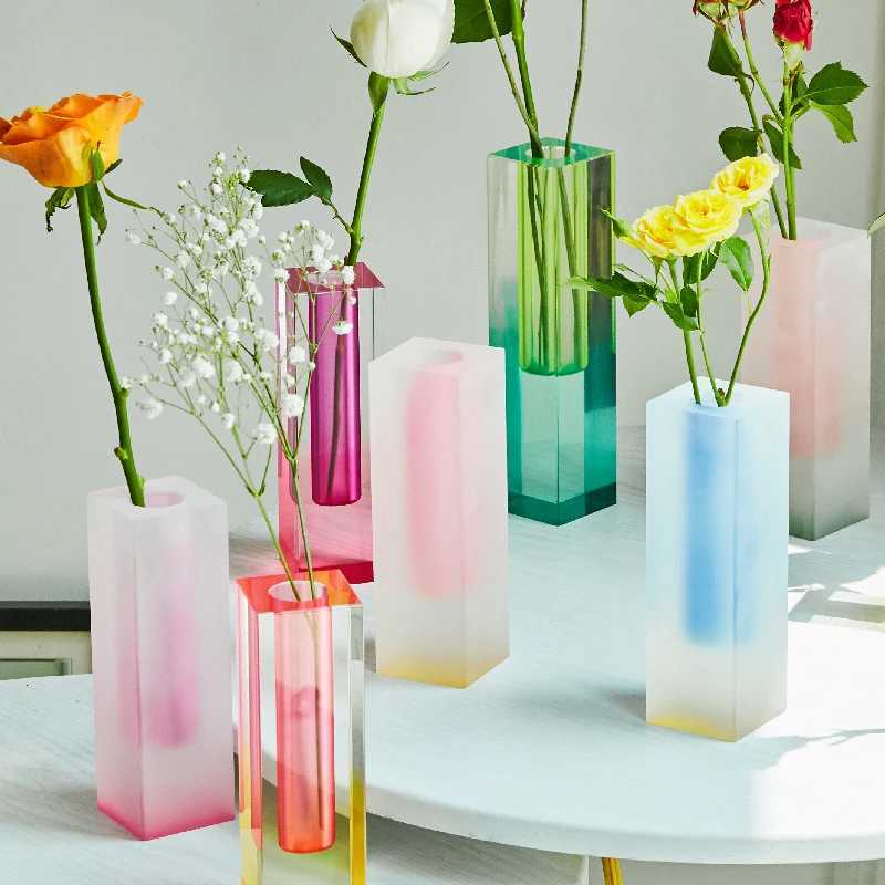 Acrylic Pillar Bud Vase Tabletop Glass Vases Luxury Decorative Crystal Nordic Room Decoration Home Decor Home Vase C251124