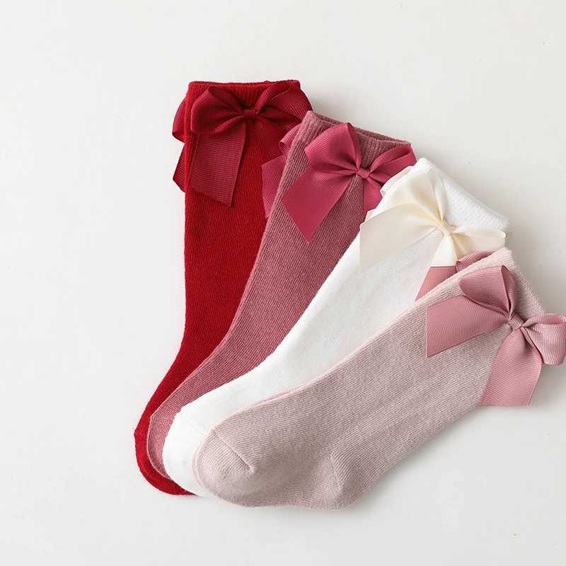 New Brand Baby Toddlers Socks Autumn Winter Children Girls Knee High Long Sock Cotton Big Bow Spanish Style Kids Floor Socks G251124