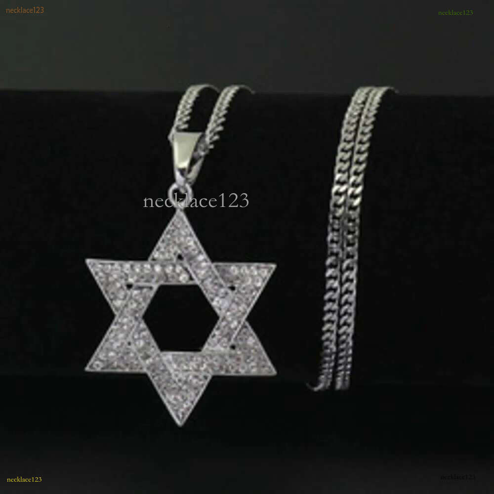 cuban Moissanite pendant necklace pass GRA certified Rhie Star of David Pendant Necklace Hip Hop Jewelry sier